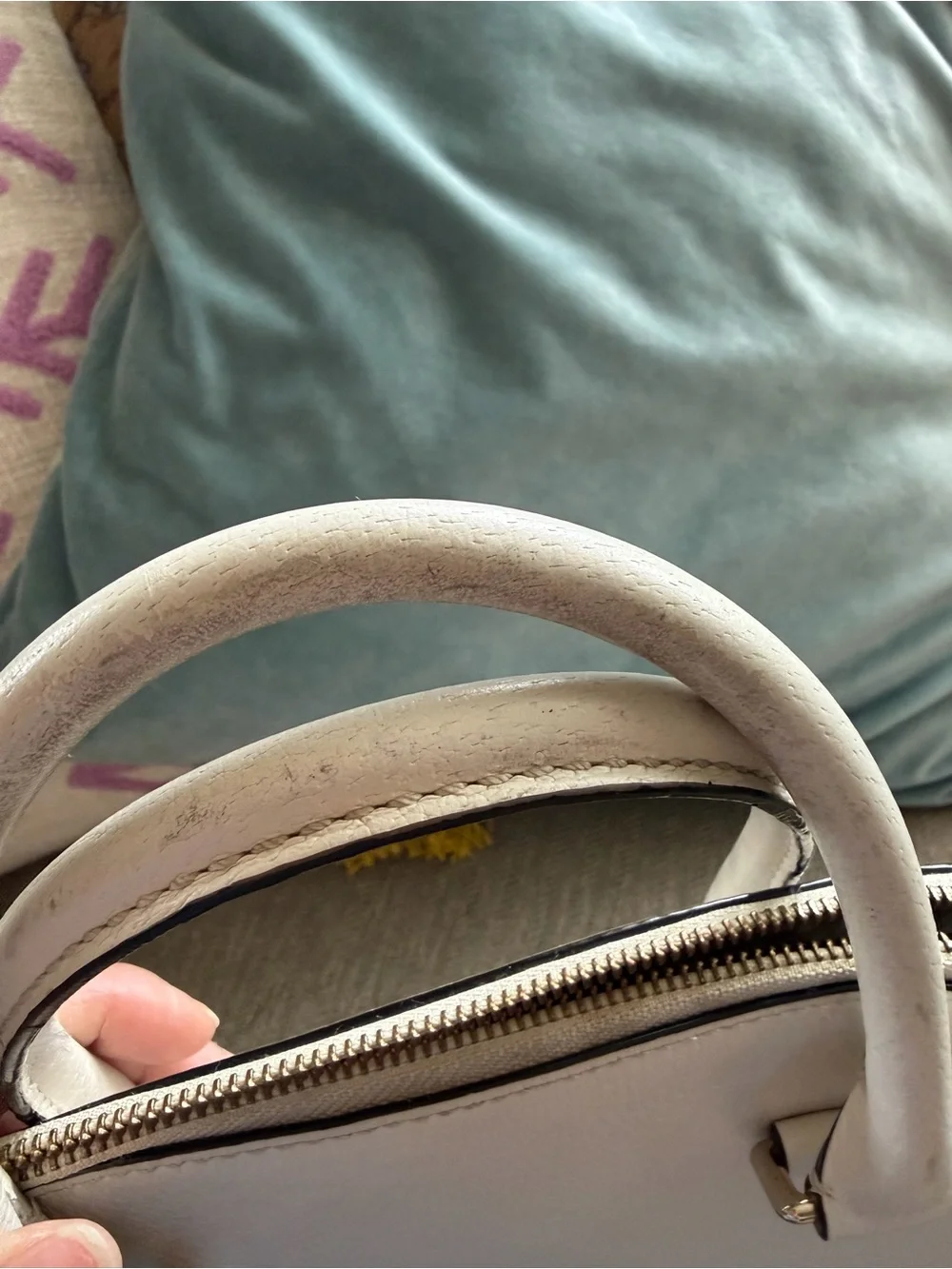 kate spade Two-Tone Cream and Light Gray Dome Satchel